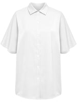 Turn Down Collar Short Sleeve Button Solid Shirt