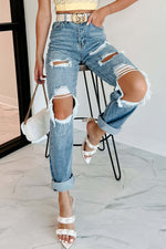 Zipper Closure Ripped Destroyed Jean Pants