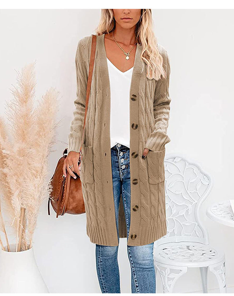 Button Down Long Sleeve Knitted Cardigan Sweater