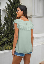 Casual Round Lace Neck Sleeveless Top