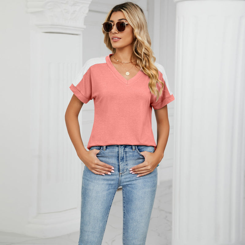 Short Sleeve V Neck T Shirt Top