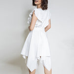 Ruffle Sleeve Waist Tie Solid Color Mini Dress