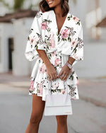 Casual Floral Short Sleeve Maxi Dress