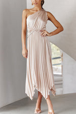 Sleeveless One Shoulder Front Tie Maxi Dress