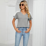 Short Sleeve V Neck T Shirt Top