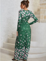 Fashion Floral Print Long Sleeve O-Neck Maxi Dress