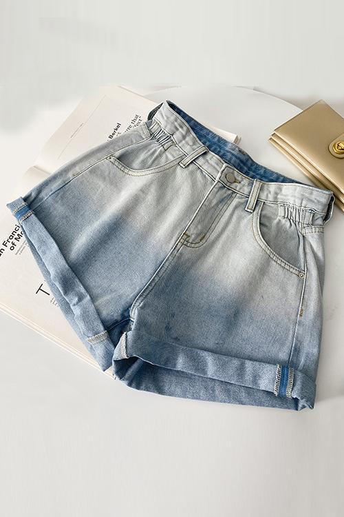 Hemming High Waist Denim Shorts