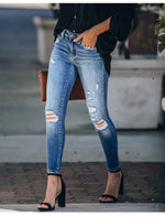 Casual Ripped Zipper Closure Jean Pants