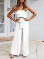 Sleeveless Backless Crop Top Wide Leg Long Pants Set