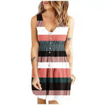 Button Up V Neck Sleeveless Tank Mini Dress