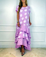 Polka Dot Scoop Neck Short Sleeve Maxi Dress