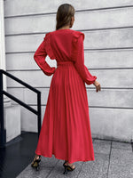 Long Ruffle Sleeve Waist Tie Loose Maxi Dress