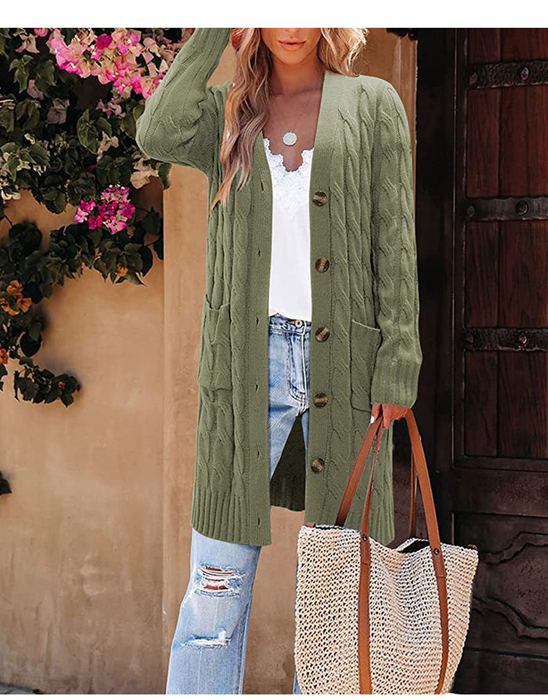 Button Down Long Sleeve Knitted Cardigan Sweater