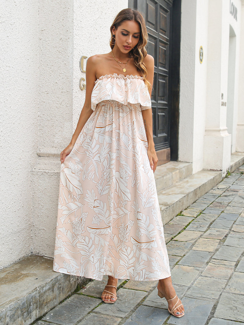 Sleeveless Backless High Waist Floral Maxi Dress