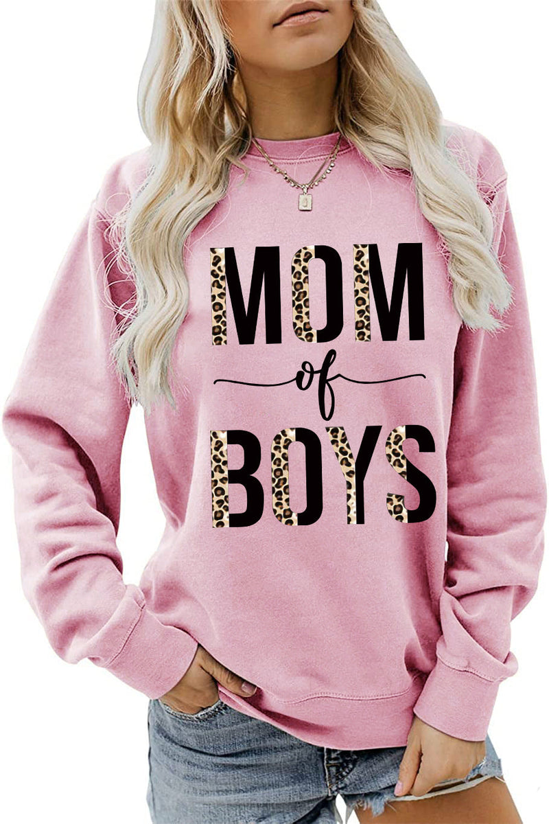 Casual Crew Neck Mom of Boys Printed Sweatshirt