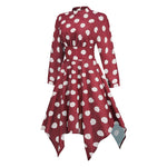 Casual Polka Dot Long Sleeve Midi Dress