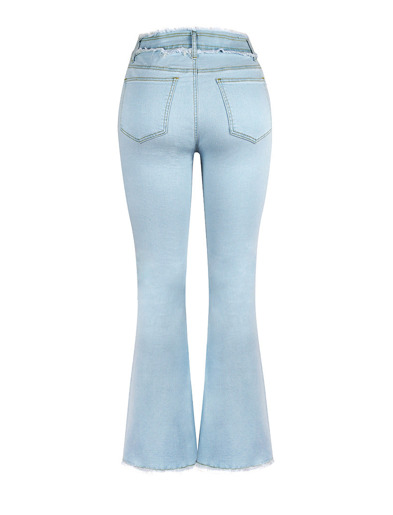 High Waist Wide Leg Casual Jean Pants