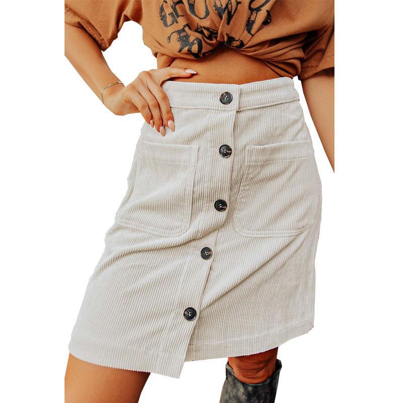 Button Down Double Front Pocket Mini Skirt