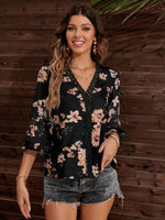 Floral V Neck Stylish Blouse Top