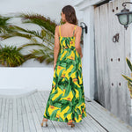 Spaghetti Strap Printed Side Split Maxi Dress