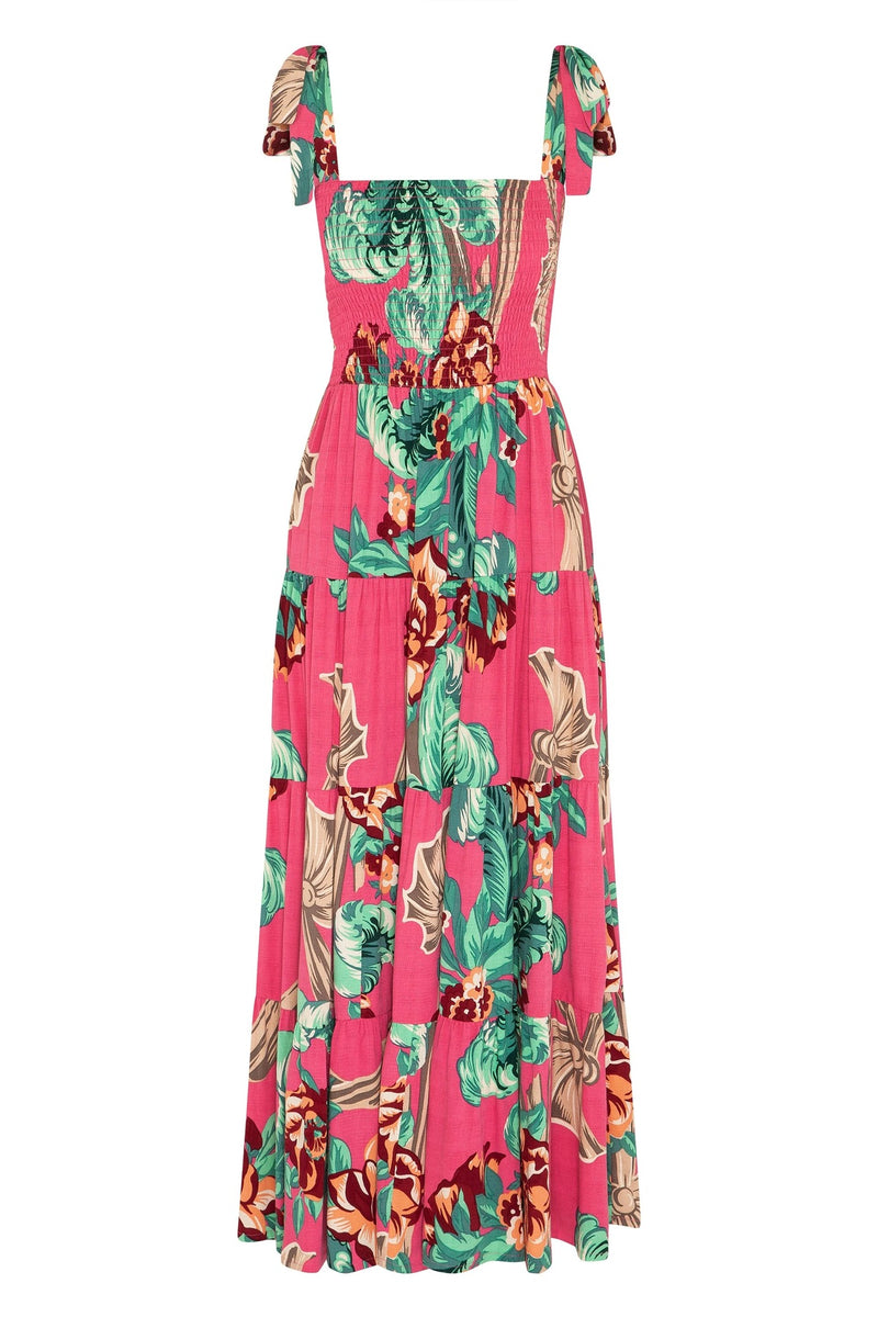 Sleeveless Square Neck Strappy Floral Maxi Dress