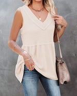 Casual V-Neck Sleeveless Solid Loose Blouse Top