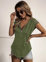 Casual Cap Sleeve Round Neck Solid Color Top