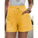 Drawstring Pocketed High Waist Solid Color Shorts