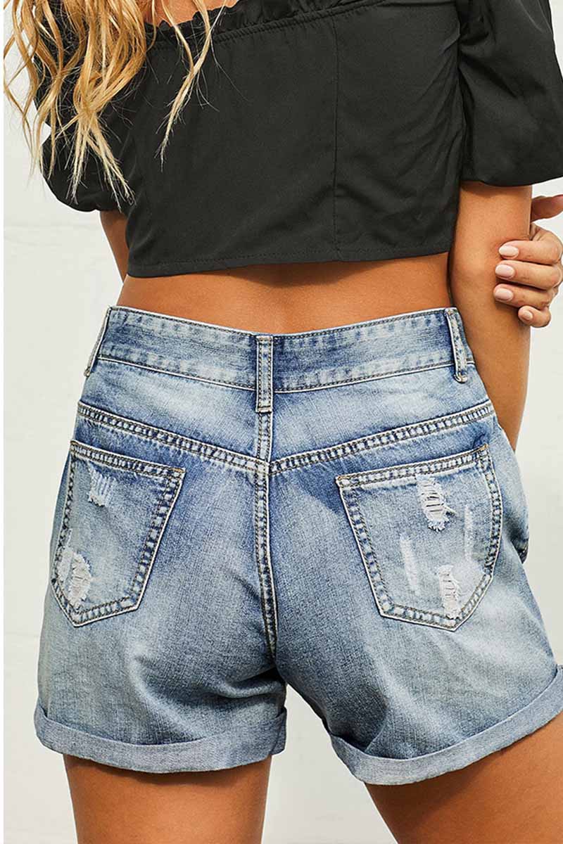 Florcoo High Waist Lace-up Denim Shorts