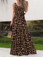 Summer Women Dress 2022 Elegant Party Sleeveless Maxi Dress Celmia Sexy Bohemian Leopard Print Vestidos Casual Swing Sundress