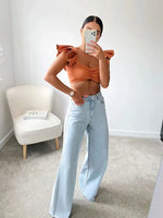 Fashion Straight Leg High Waist Baggy Denim Jean Pants