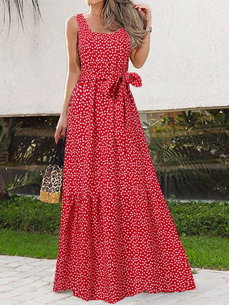 Summer Women Dress 2022 Elegant Party Sleeveless Maxi Dress Celmia Sexy Bohemian Leopard Print Vestidos Casual Swing Sundress