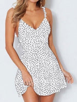 Women's Dresses Polka Dot Print Sling Open Back Mini Dress