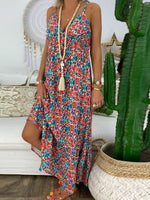 Women's Dresses Printed Sling V-Neck Maxi Dress