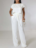 Women's Sets Short Sleeve T-Shirt & Wide Leg Pants Two Piece Set