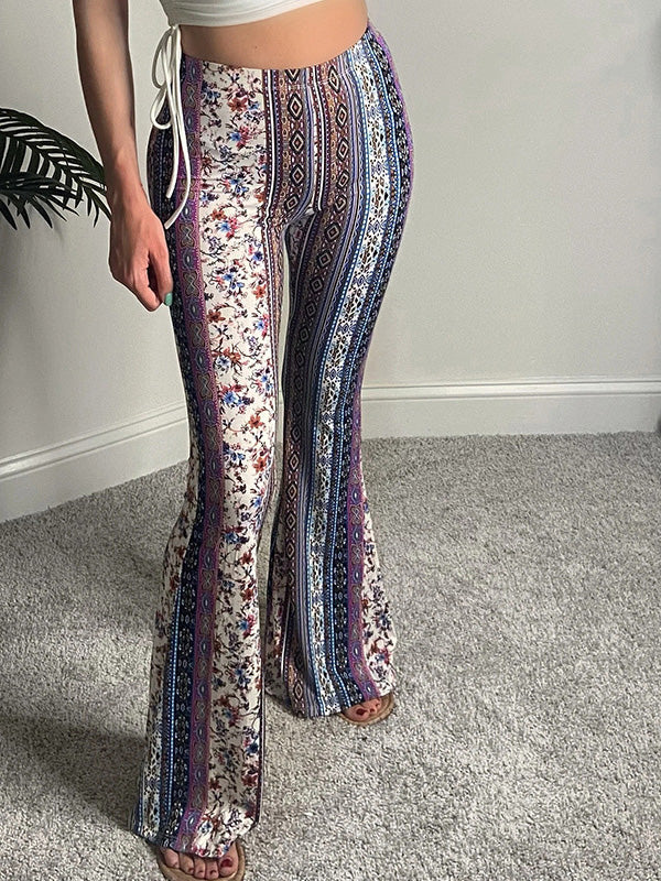 Women's Pants Bohemian Printed Slim Fit Micro Flared Pants