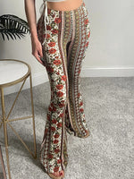 Women's Pants Bohemian Printed Slim Fit Micro Flared Pants