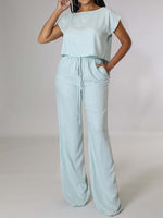 Women's Sets Short Sleeve T-Shirt & Wide Leg Pants Two Piece Set