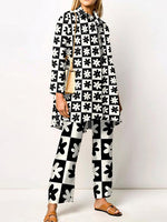 Women's Sets Printed Long Sleeve Shirt & Pants Two Piece Set