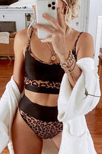 Leopard Patchwork High Waist Bikini Set