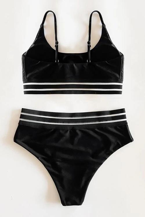 Mesh Patchwork Bikini Set