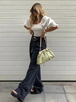 Fashion Straight Leg High Waist Baggy Denim Jean Pants