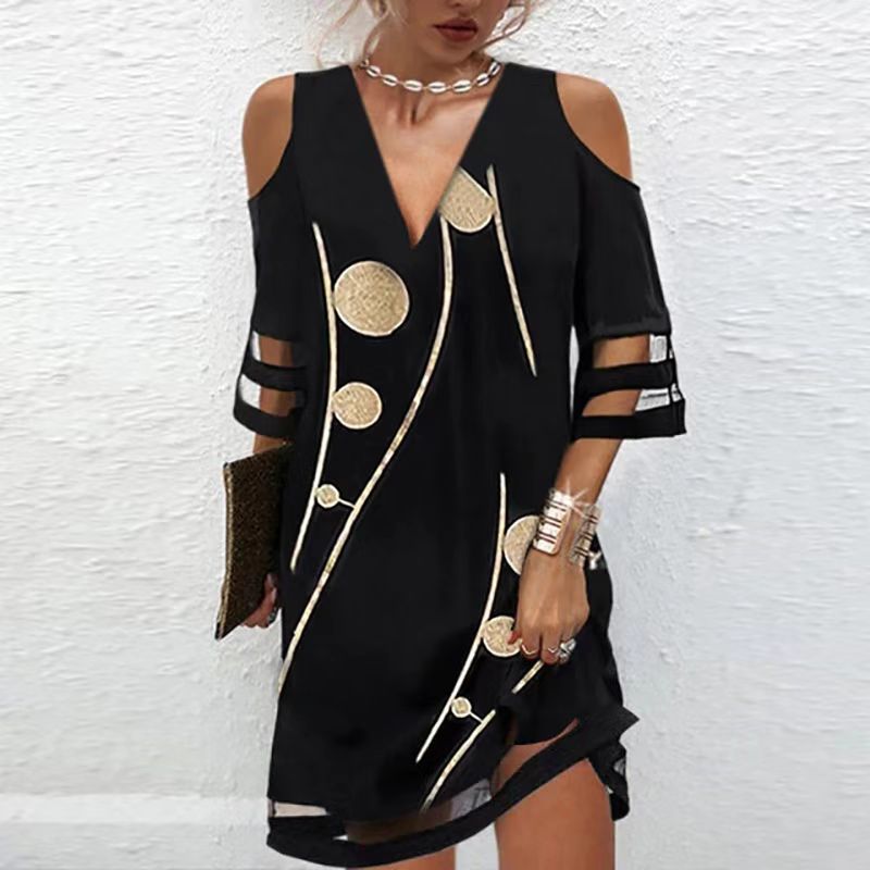 Fashion Women&#39;s Bodycon Off Shoulder V-Neck Mini Dress Sexy Summer Beach Party Vestidos Casual Loose Boho Flora Print Dresses