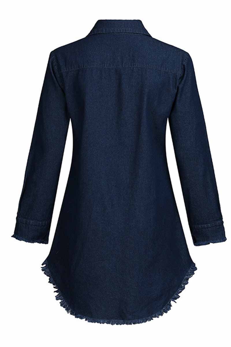 Florcoo Loose Button Design 4 Colors Denim Dress