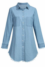 Florcoo Loose Button Design 4 Colors Denim Dress