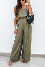 Leisure V Neck Slip Tank Loose Pants Set