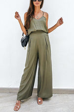 Leisure V Neck Slip Tank Loose Pants Set