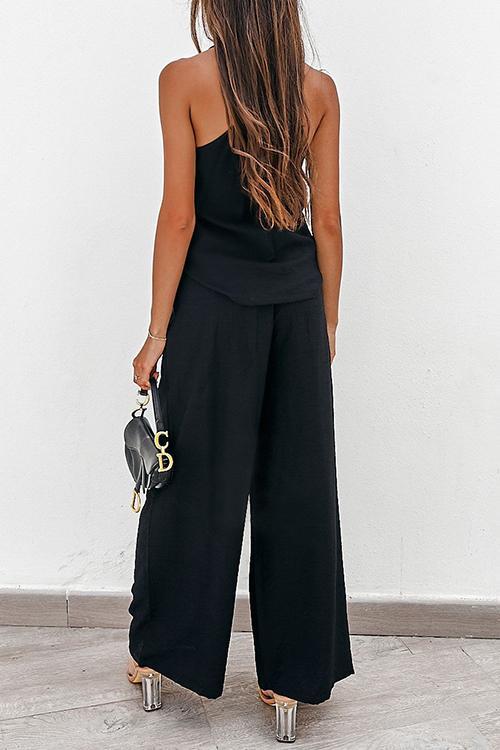 Leisure V Neck Slip Tank Loose Pants Set