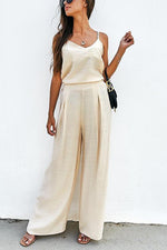 Leisure V Neck Slip Tank Loose Pants Set