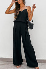 Leisure V Neck Slip Tank Loose Pants Set